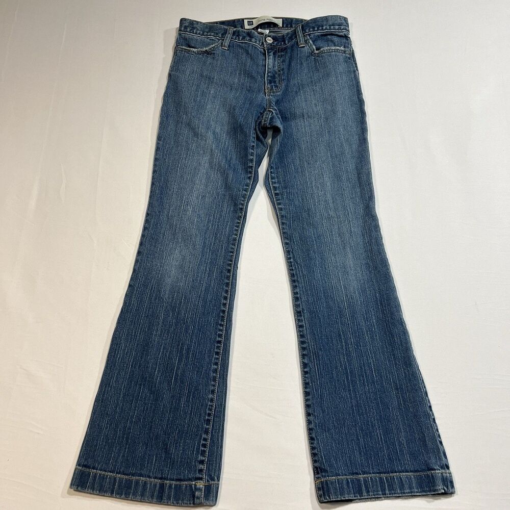 GAP Long and Lean Jeans Size 8 Reg Flare Bootcut Medium Wash Blue Denim Y2K